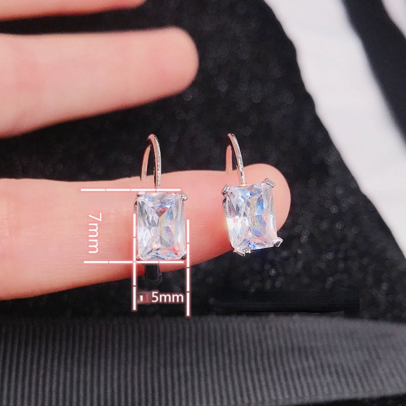 Goldkingdom Aksesoris Perhiasan Fashion Ready Stock Mosan Berlian Anting Putri Square Diamond Earrings