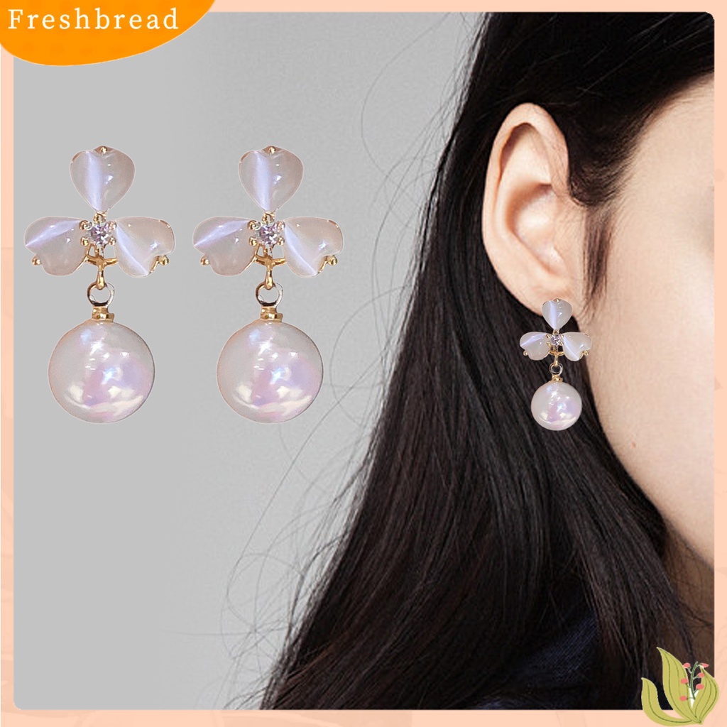 {In Stock} 1pasang Anting Stud Dainty Elegan Temperamen Gaya Perancis Mutiara Imitasi Opal Bunga Wanita Drop Earrings Perhiasan Aksesoris