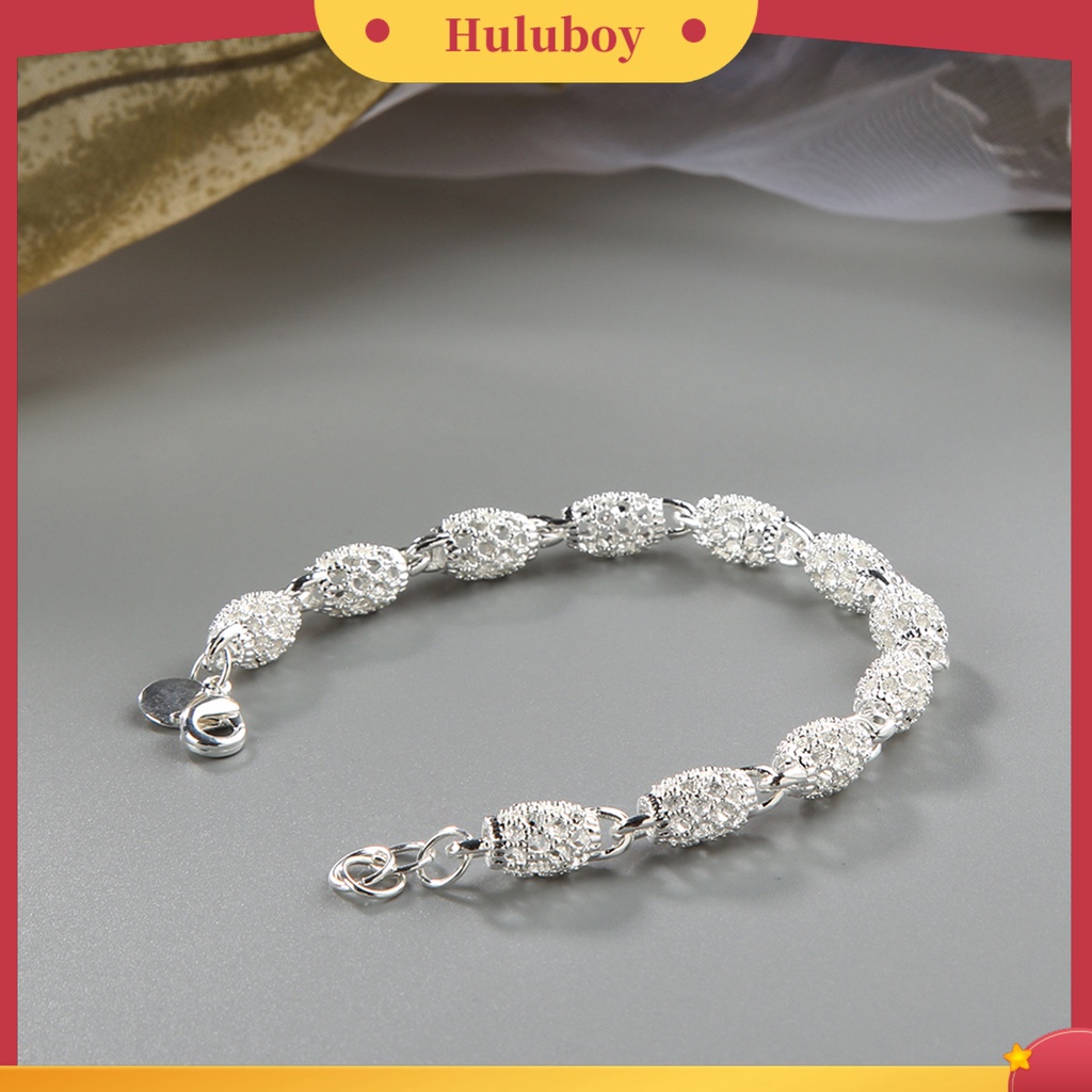 {Ready Stock} Gelang Elegan Anti Karat Wanita Lapis Silver Hollow Bola Bangle Rantai Untuk Travel