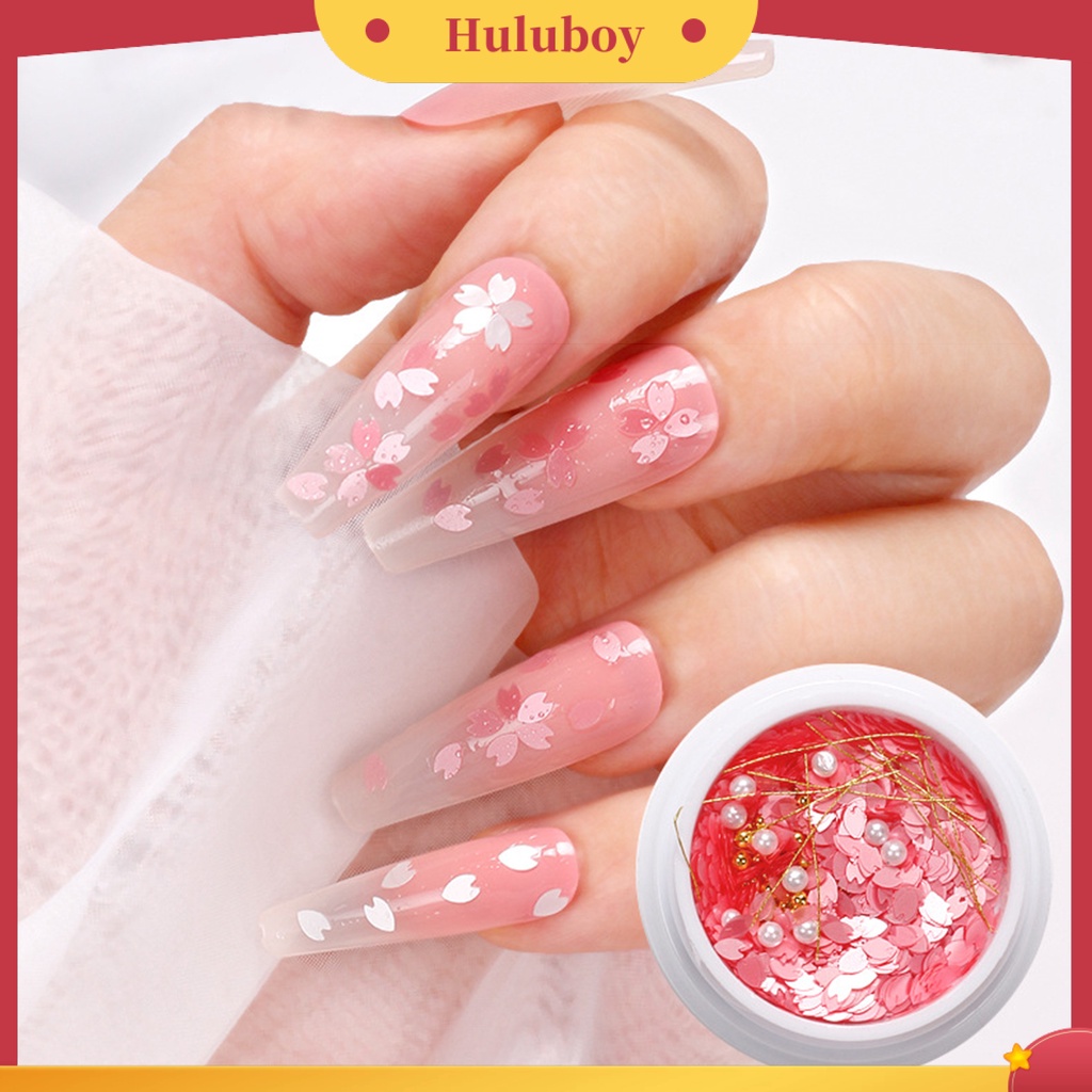 {In Stock} 1kotak Payet Kuku Bentuk Bunga Warna Cerah Ultra-Tipis Mengkilap Efek Visual Pertunjukan Pesona Unik Kelopak Hewan Peliharaan Nail Art Paillettes Sequin Flakes Ornamen Untuk Salon Kuku