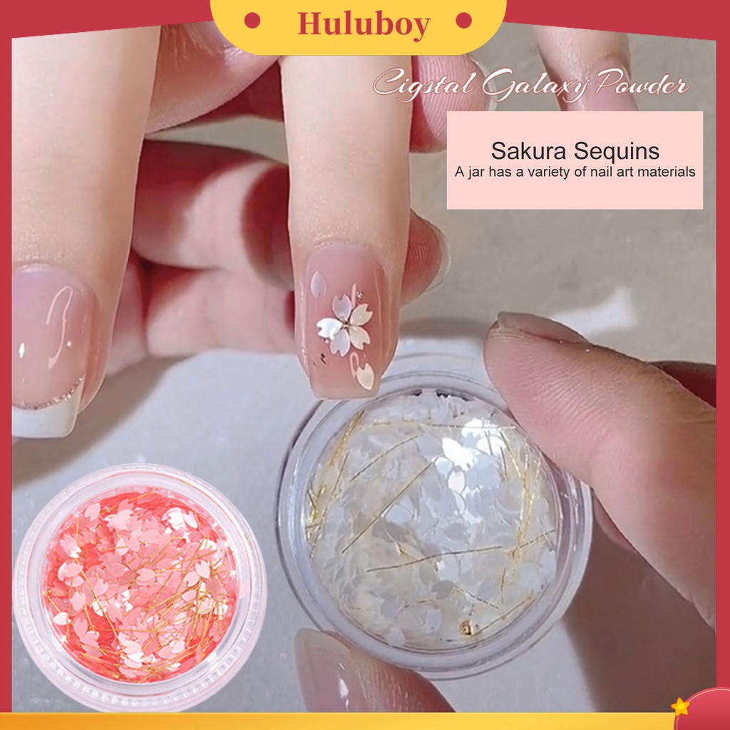 {In Stock} 1kotak Payet Kuku Pola Indah Ultra-Tipis Bersinar Efek Visual Tahan Luntur PET Gaya Bunga Manicures Sequin Nail Designs Flakes Untuk Salon Kuku