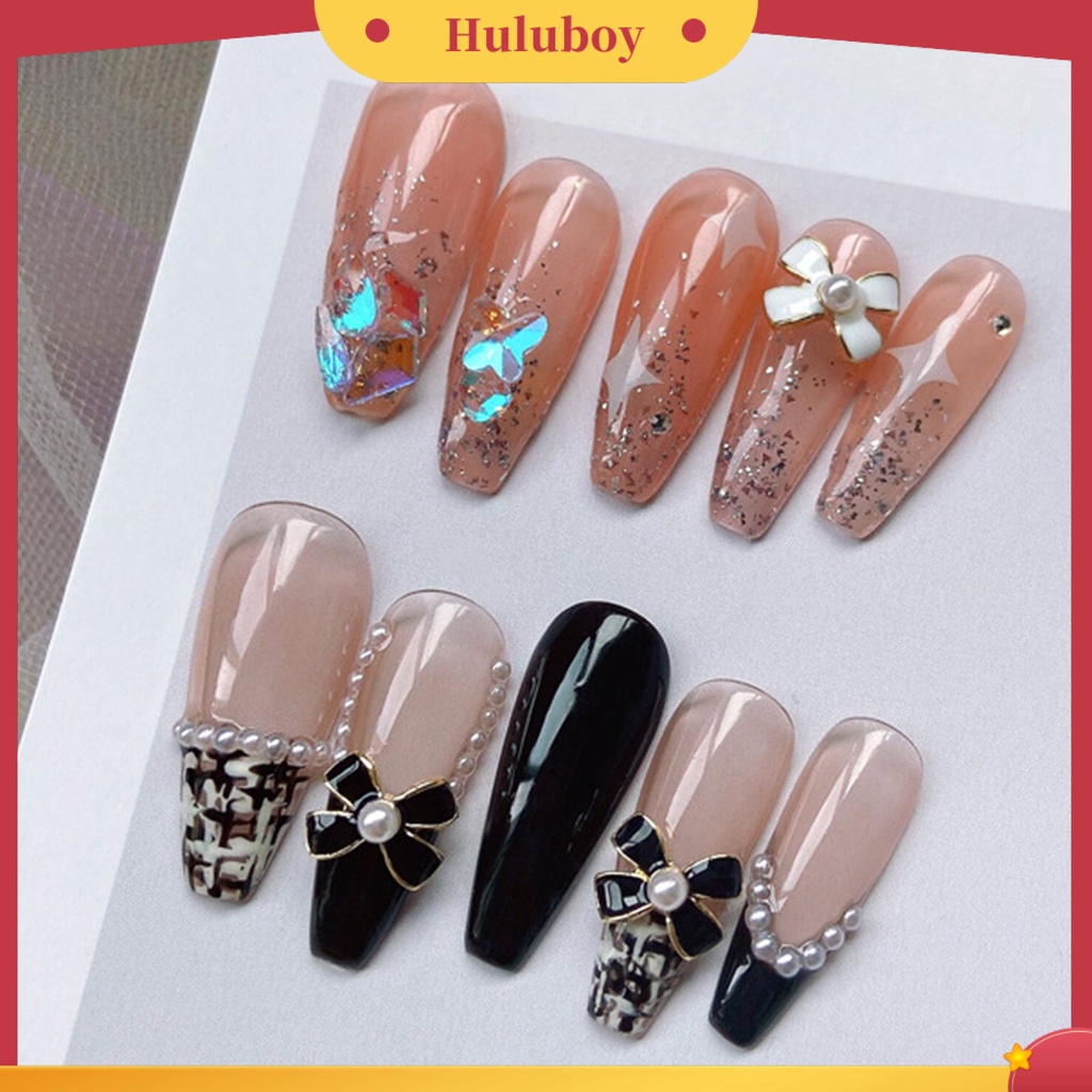 {In Stock} 10Pcs Ornamen Kuku Bentuk Unik Desain Mutiara Imitasi Warna Vibrant Menakjubkan Efek Visual 3D Bow-knot Nail Charms Ornamen Perhiasan Manicure Untuk Salon Kuku
