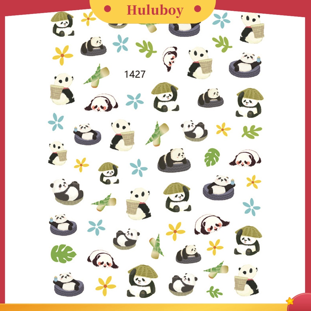 {In Stock} Desain Daun Panda Lucu Stiker Kuku Tempel Dekoratif Mudah Perekat DIY Kertas Nail Art Stiker Perlengkapan Kuku