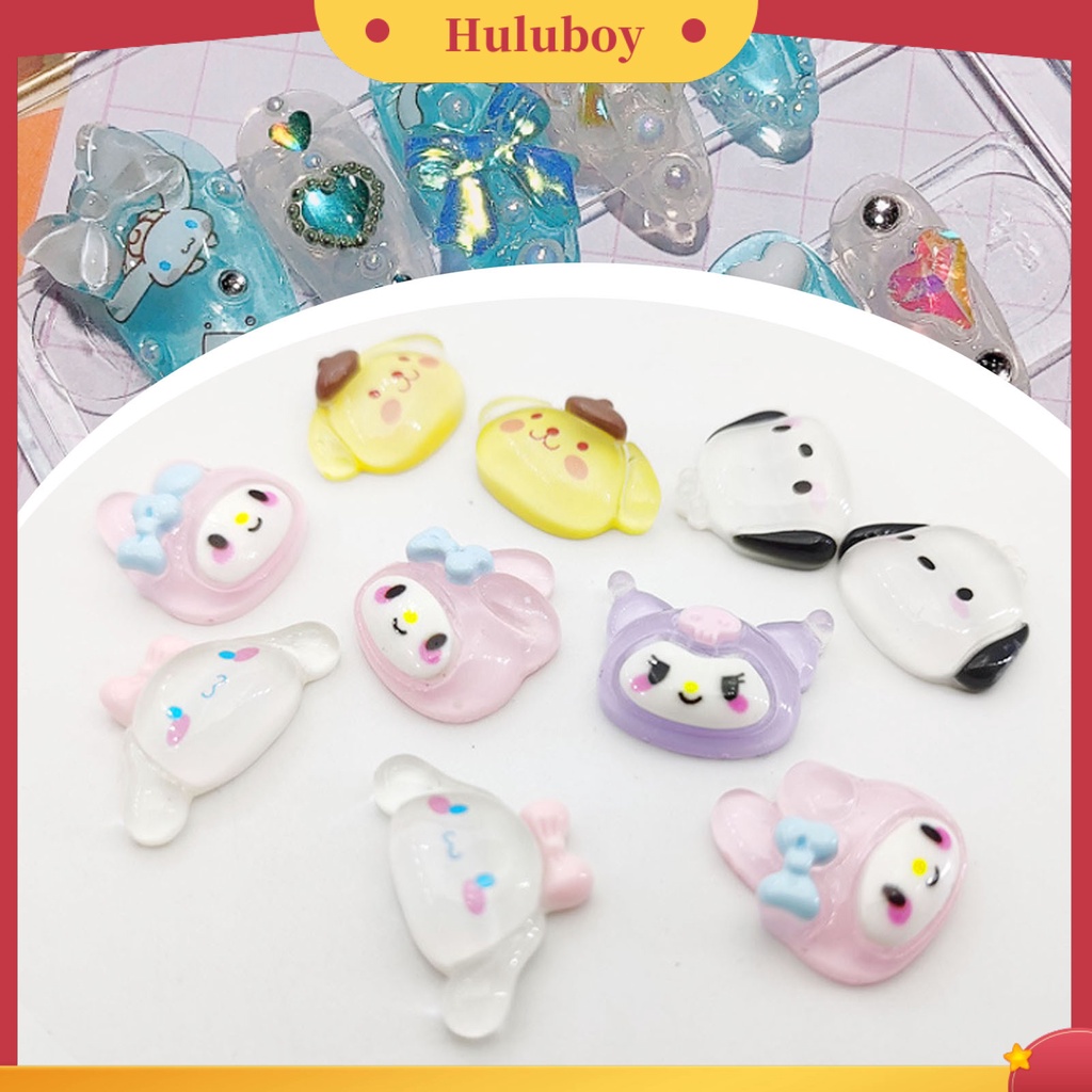 {In Stock} 10Pcs Ornamen Manicure Bentuk Kartun Penampilan Menggemaskan Tahan Luntur Warna Hidup 3D Lovely Anime Karakter Nail Phone Case Decor Untuk Rumah