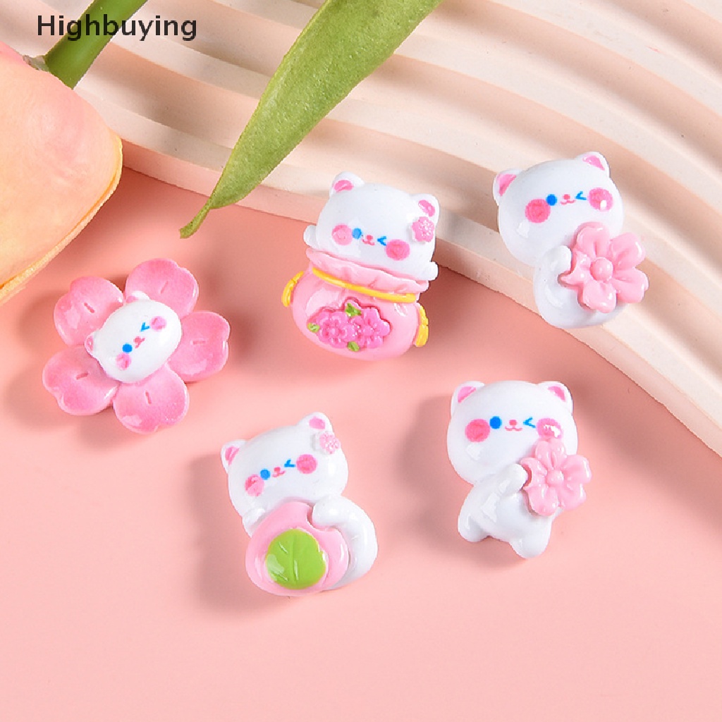 Hbid 10 Pcs Kartun Ransel Bunga Sakura Kucing Resin Aksesoris Datar Kembali Scrapbooking DIY Perhiasan Craft Dekorasi Phone Case Kulkas Stiker Glory