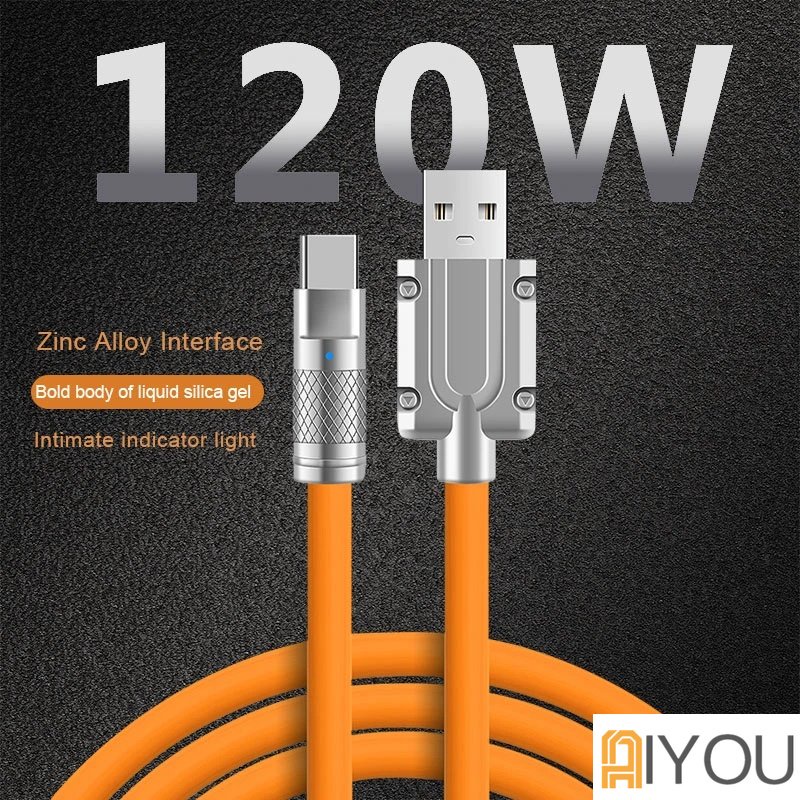 Kabel Data / Charger Micro USB / Type C/For iPhone 120W 6A Bahan Silikon