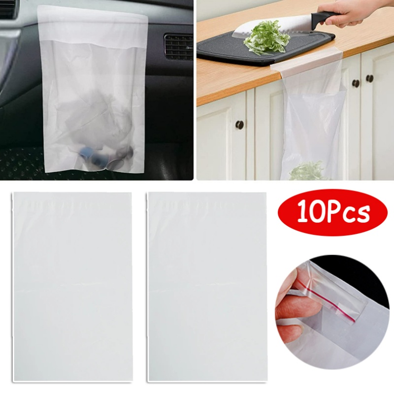 10pcs Rumah Tangga Sekali Pakai Kantong Sampah Penyimpanan Dapur Kantong Sampah Portabel Mobil Self-Adhesive Waste Bags Tahan Air Kantor Desktop Tempat Sampah