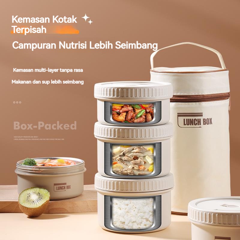 【COD】Round Stainless Lunch Box/Lunch Box Kotak Makan Siang Bento/Kotak Makan Siang 316 Stainless Steel Lunch Box