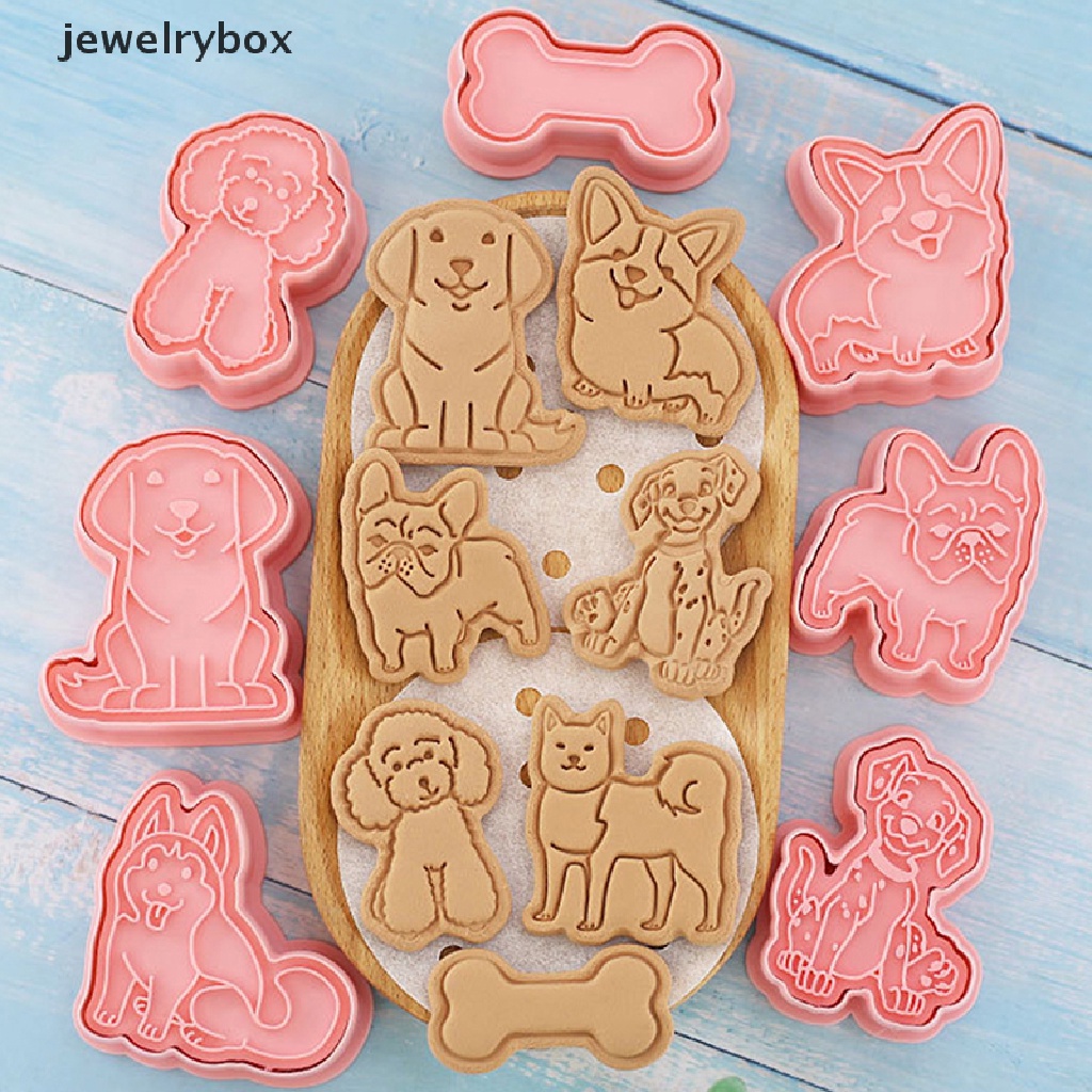 [jewelrybox] 8pcs Cute Puppy Biscuit Molds DIY Teddy Dog Fondant Cookie Mold Alat Dekorasi Kue Cookie Cutters Pastry Cetakan Perlengkapan Baking Butik