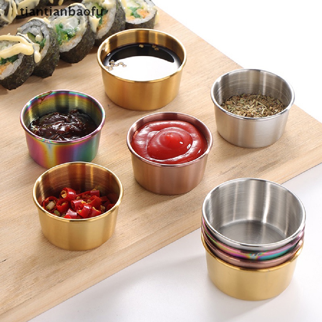 [tiantianbaofu] Piring Bumbu Stainless Steel Bulat Hot Pot Dipping Bowl Wadah Saus Makanan Butik