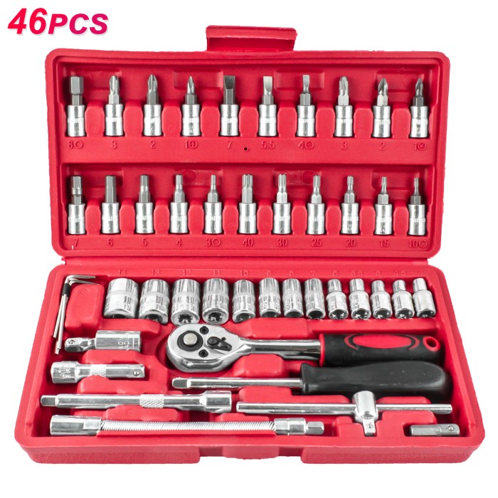 Set Kunci Shock 1/4 Socket + Obeng Socket Set 46 Pcs G-10028 - G-10028