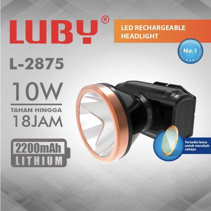 Promo Senter Kepala Head Lamp Luby L-2875 10Watt Nyala Lampu Putih Kuning