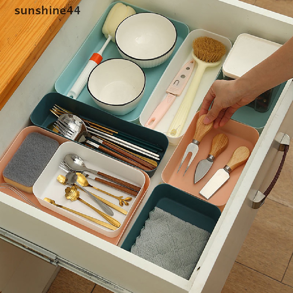 Sunshine Combinable Storage Box Desktop Tempat Penyimpanan Kosmetik Makeup Pakaian Peralatan Makan ID