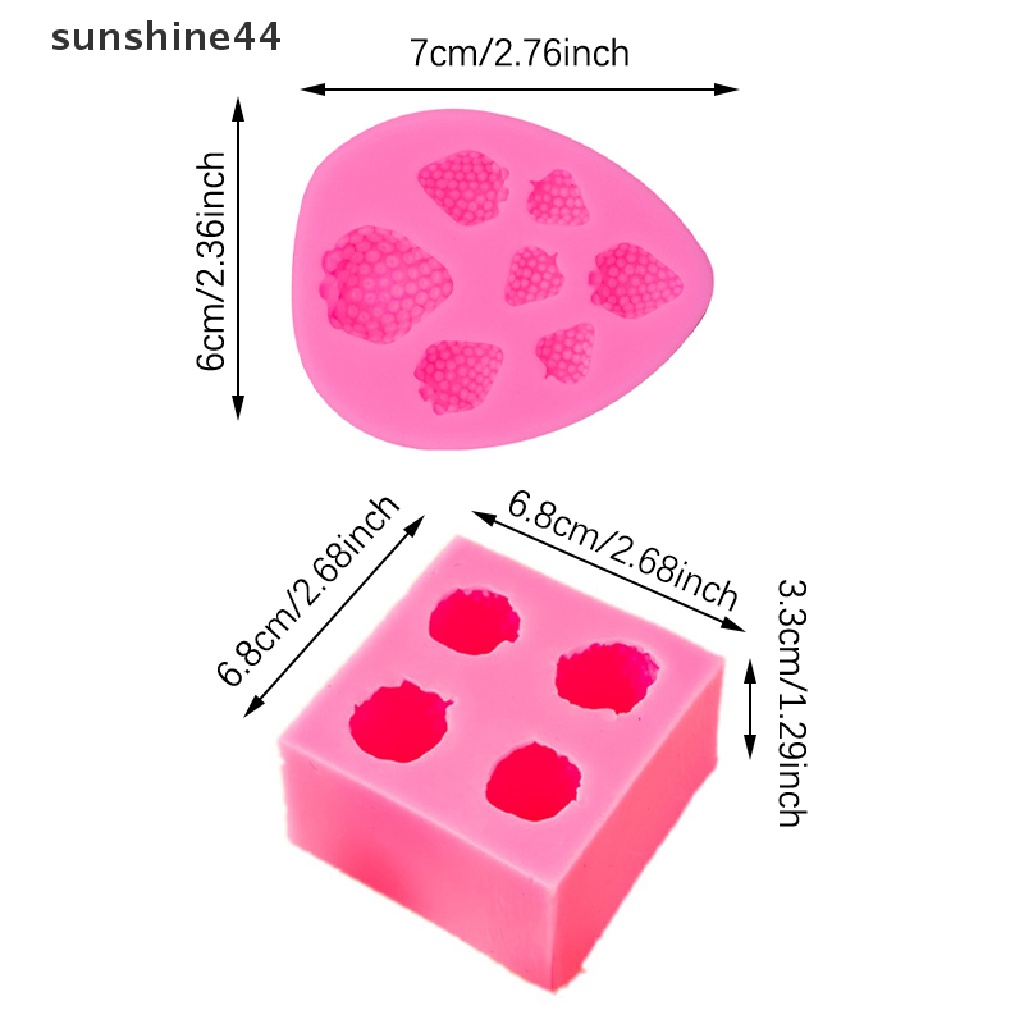 Sunshine 3D Cetakan Fondant Silikon Strawberry Mini Cetakan Permen Fondant Coklat Berries ID