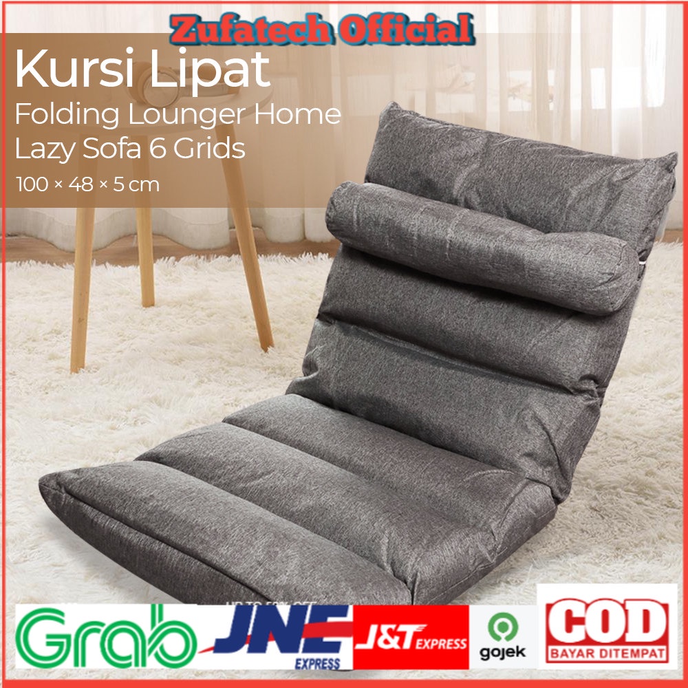 Vieruodis Kursi Lipat Folding Lounger Home Lazy Sofa 6 Grids - 7CHA0MGY - Gray