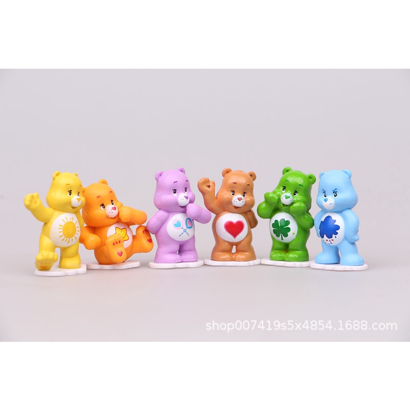 12pcs Carebears figure Dekorasi Kue model Mobil Beruang Warna-Warni