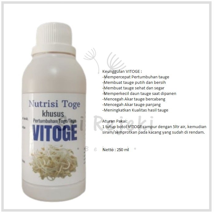 Pupuk Vitoge Nutrisi khusus toge 250 ml Nutrisi Touge Nutrisi khusus pertumbuhan Kecambah tauge , to