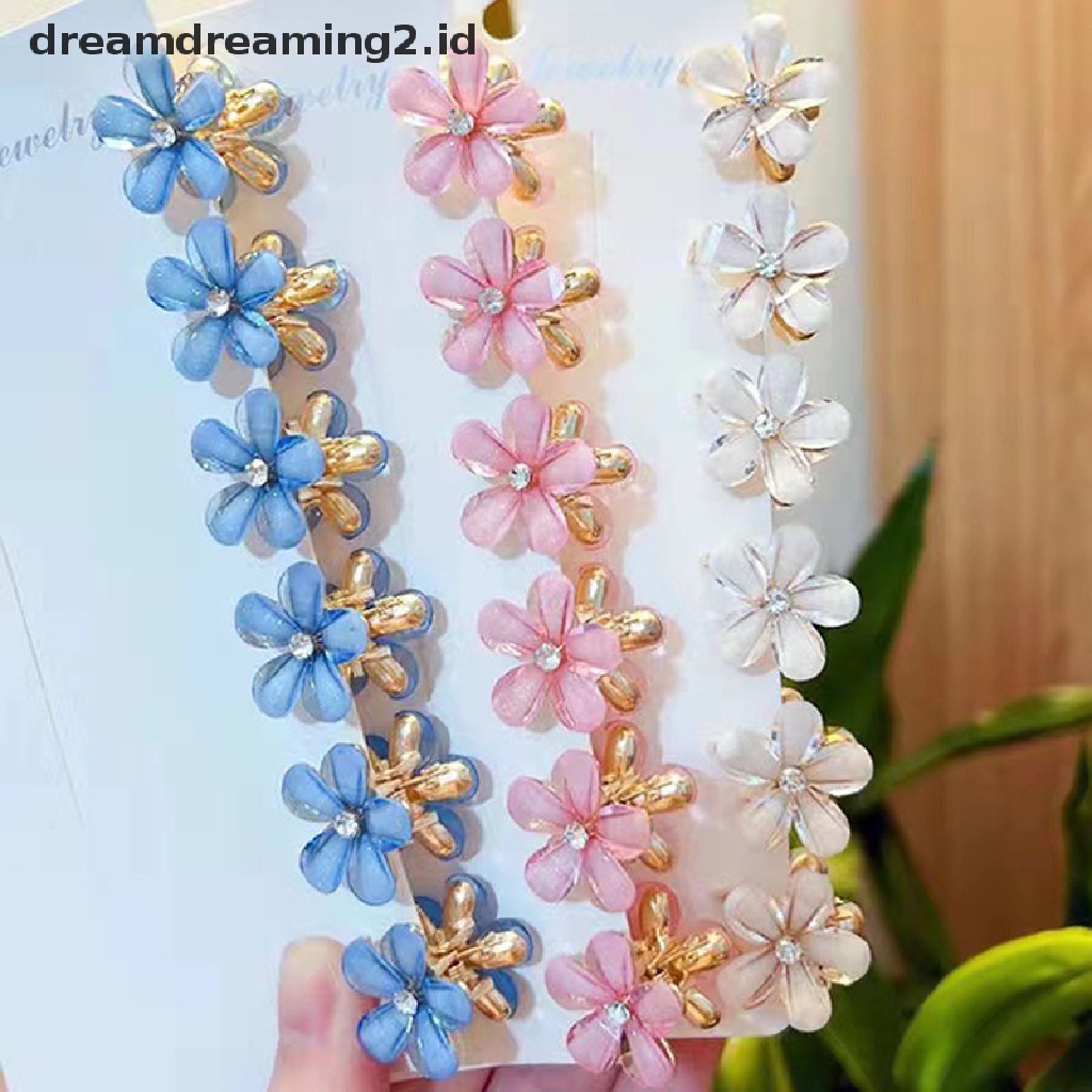 (hot) 4pcs/set Mode Baru Bunga Cakar Kecil Klip Fashion Gadis Poni Klip Ponytail Aksesoris Rambut Bunga Lucu Hiasan Kepala Perhiasan Hadiah//