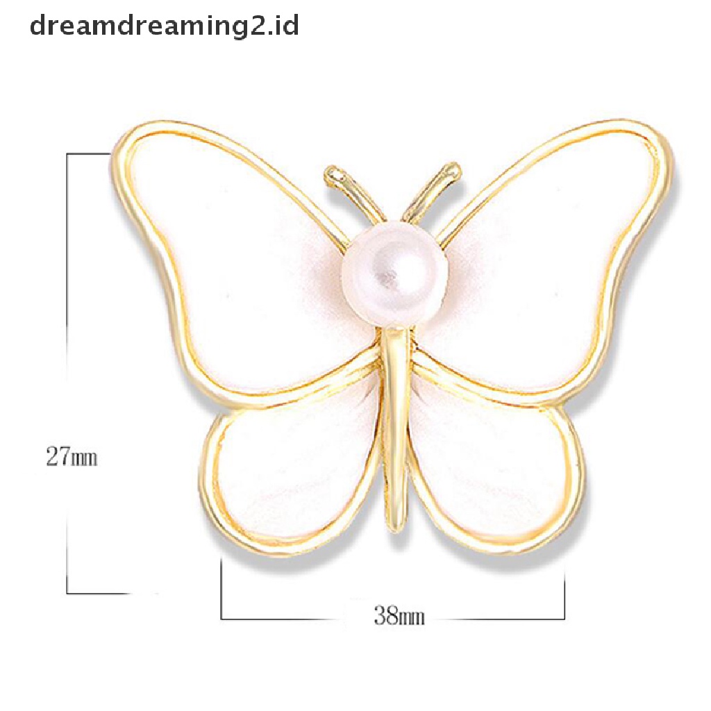 (hot) Fashion Shiny Pearl Butterfly Bros Pin Serangga Wanita Perjamuan Pernikahan Perhiasan//