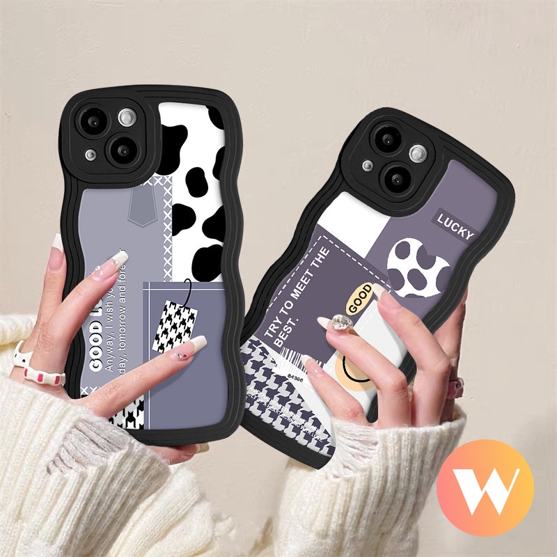 Redmi 9A 10A 10C A1 9 9T 10a1+9C Note8 10s 11s 9 11 10 9s 11Pro 10Pro Max Mi 11T Pro POCO M3 X3 NFC Pro Soft Tpu Wavy Edge Splicing Houndstooth Smile Motif Leopard Case