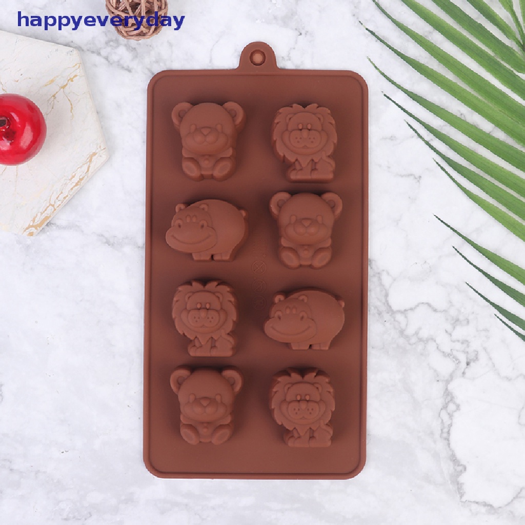 [happy] Cetakan Silikon Animal Bentuk Hippo Lion Bear Coklat Sabun Kue Peralatan Dapur DIY [ID]