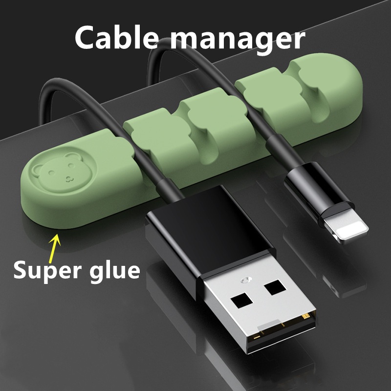 Beruang Halus Silikon Cair Data Desktop Kabel Tetap Organizer Sederhana Warna Solid Compact Cable Self-adhesive Tempat Penyimpanan