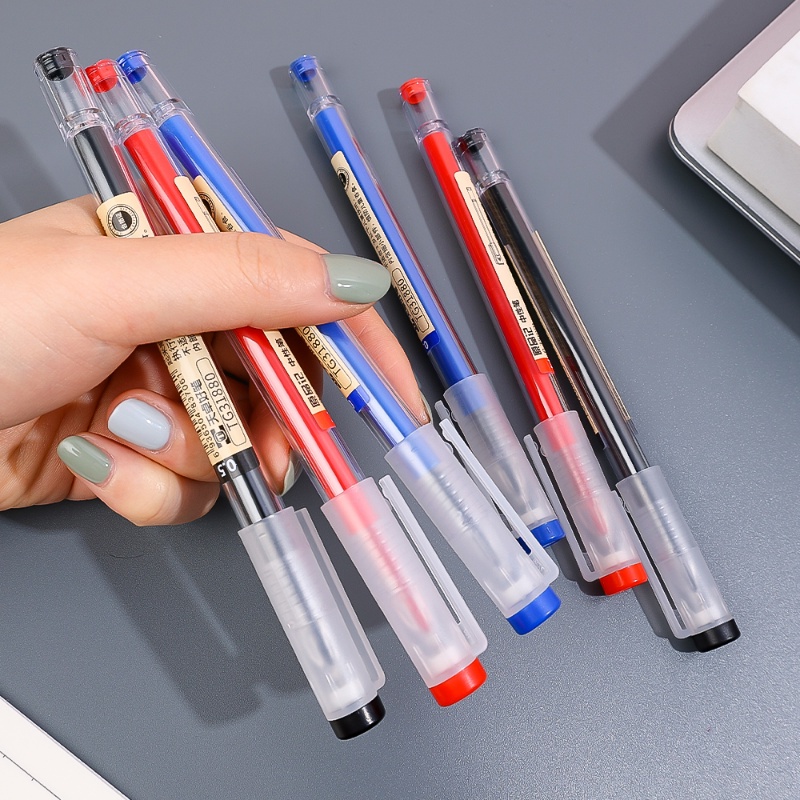 1pc/5pcs Sederhana Halus Praktis Tiga Warna Tinta 0.5mm/0.35mm Gel Pulpen Cahaya Sederhana Nyaman Portabel Plastik Tanda Tangan Pulpen Alat Tulis Siswa Perlengkapan Kantor