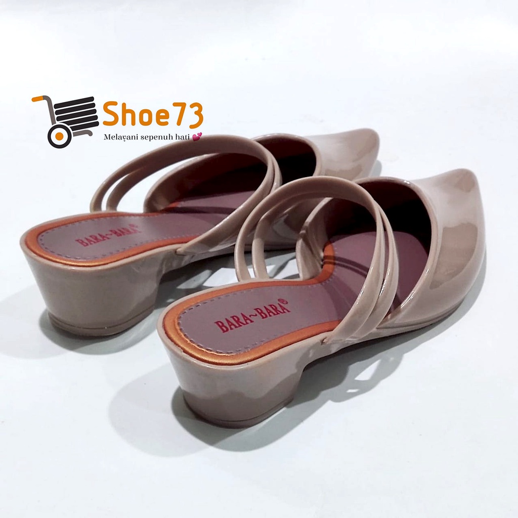 BARA-BARA 713-SPT2TL ORIGINAL, Heels jelly sandal / sendal slop lancip glossy wanita cewek impor