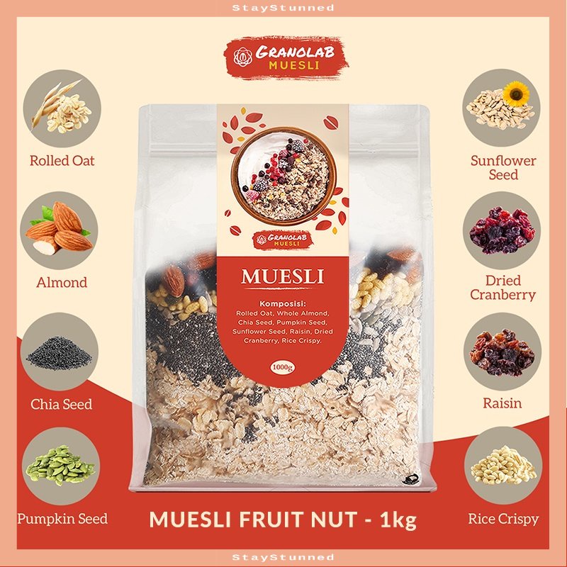 

PROMO TERMURAH VIRAL KEKINIAN !! Muesli Fruit and Seed 1 kg - Granolab Muesli