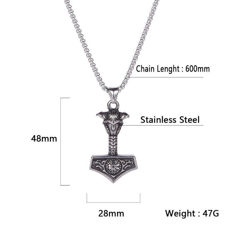 [X C Kalung] Baru Silvery Vintage Viking Odin Hill Crow Celtic Wolf Pendant Punk Hip Hop Stainless Steel Kalung Hadiah Pesta Ulang Tahun Untuk Pria Dan Wanita