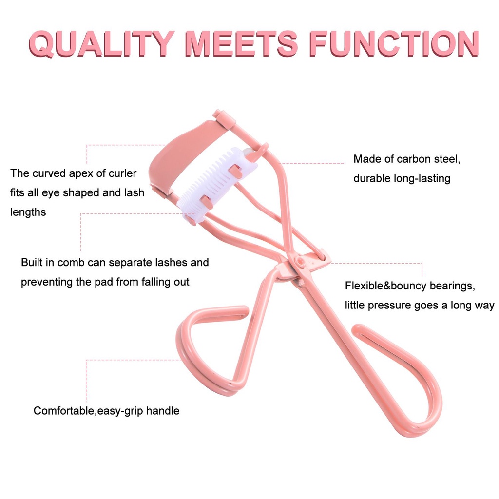 MAANGE Pink Eyelash Curler with Eyelash Comb Handheld Long Lasting Metal Eyelash Curler Clip Big Eye Cosmetic Tools Women Acces