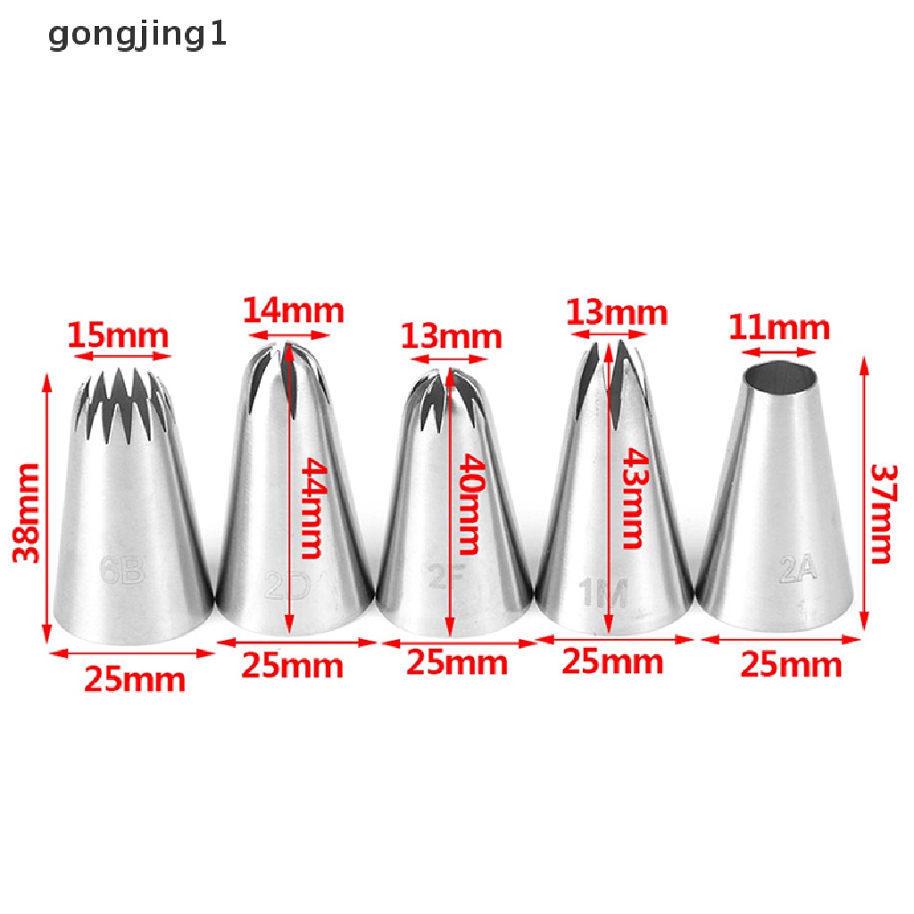 Ggg 5pcs Stainless Steel Icing Piping Pastry Nozzle Cupcake Cream Making Set ID