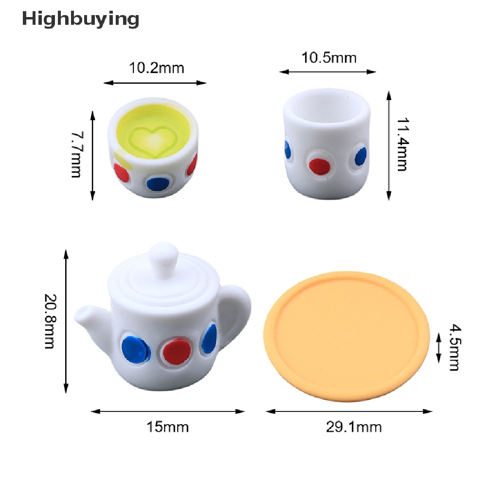 Hbid 4Pcs/Set Peralatan Makan Teko Cangkir Saucer Tray Plate Tea Set Pot Dekorasi Dapur Rumah Boneka Miniatur Diy Hadiah Aksesoris Boneka Glory