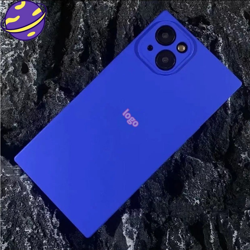 IPHONE Klein Casing Label Biru Metal Untuk Iphone14 13 12 11 Pro X XS Max7 8 14 Plus XR TPU Soft Casing Bingkai Persegi Dilapisi Dan Dicat Silikon Phone Cover