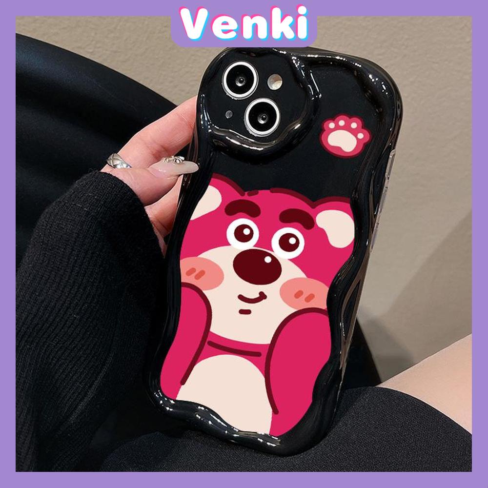 Case for iPhone 11 Pro Max TPU Soft Glossy Curved Wave Case Cute Cartoon Bear Camera Protection Shockproof For iPhone 14 13 12 11 Plus Pro Max 7 Plus X XR