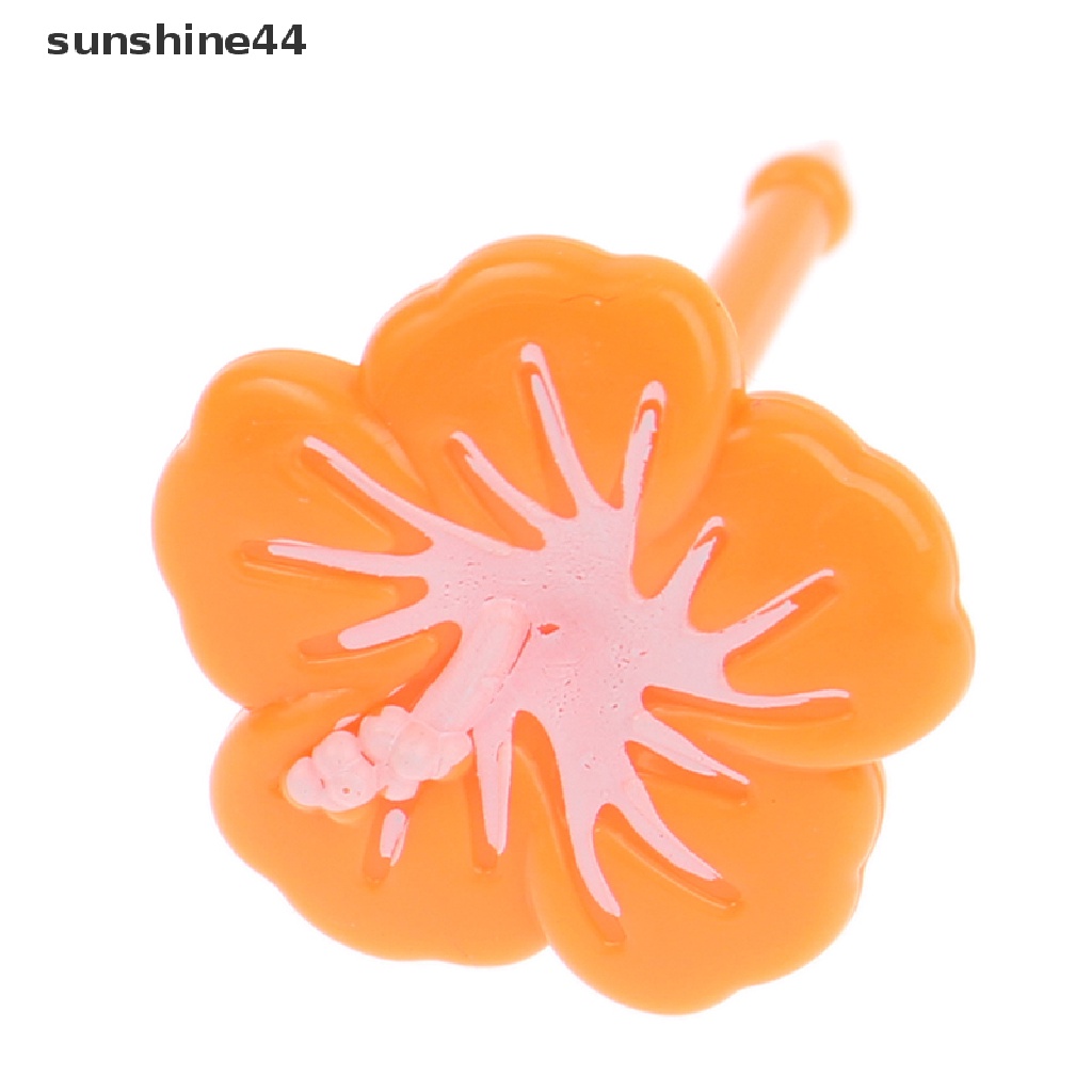 Sunshine4/10pcs Garpu Buah Bunga Lucu Plastik Anak Bento Lunch Snack Makanan Tusuk Gigi ID