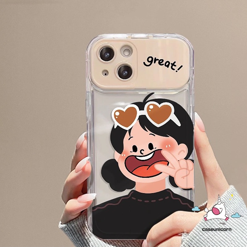 IPHONE Kartun 3D Smiley Gelang Case Kompatibel Untuk Iphone11 13 12 14 Pro Max7 8 14 Plus XR X XS MAX SE Pasangan Lucu Cowok Cewek Shockproof Lembut Kreatif Flip Make Up Cermin Cover