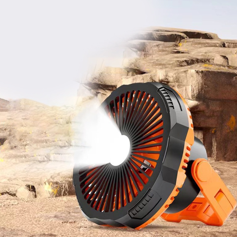 Zzz Kipas Camping Dengan Lampu Portable 4000mAh Fan USB Rechargeable Kipas Outdoor Kipas USB