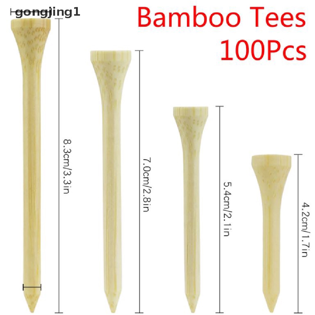 Ggg 100Pcs/Set Tee Golf Bamboo Tee Tempat Bola Golf 4ukuran Lebih Kuat Dari Tee Kayu ID