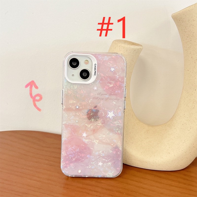 Pretty Starry Sky Moon Shell Pattern Soft Case HP iP iPhone 12 13 14 Pro Max 11 FTD Good Casing Apple