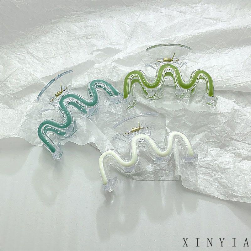 [xinyia.id11] Hair Claw Clip W-shaped Drop Glaze Warna Polos Menyegarkan Klip Rambut Musim Panas