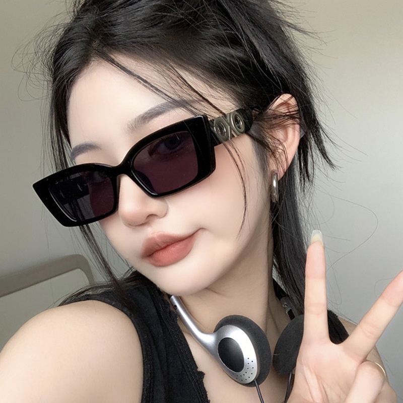 (YUZHU) Gadis Manis Panas American Cat Eye Kerawang Kacamata Hitam Untuk Wanita Korea Fashion Y2K Milenial Sunglasses