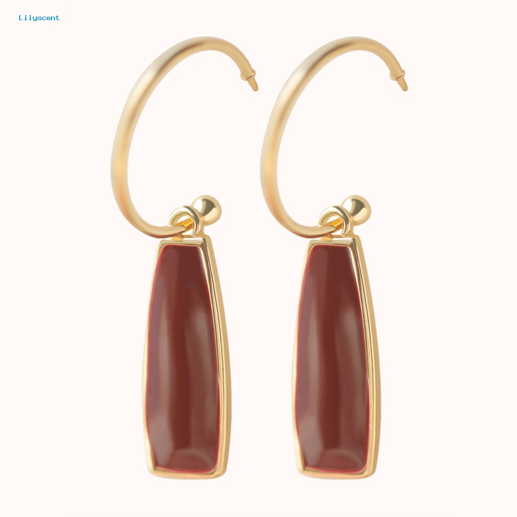 Lilyscent 1pasang Anting Hoop Tahan Aus Aksesori Perhiasan Perempuan Mewah Stud Hoop Earrings Electroplating