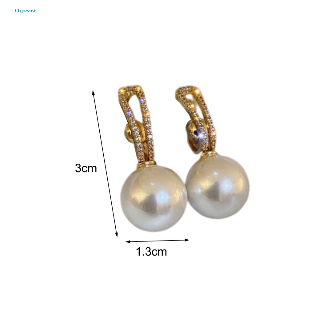 Lilyscent 1pasang Ultra-Ringan Wanita Anting Perhiasan Aksesori Imitasi Imitasi Pearl Stud Earrings Tahan Aus