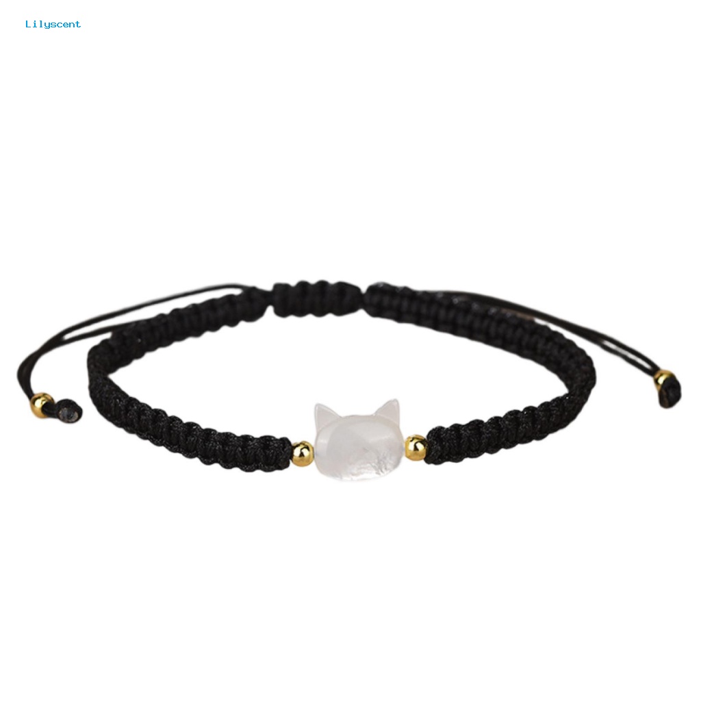 Lilyscent Dekorasi Gelang Perhiasan Aksesori Kucing Hitam Shell Dikepang Tangan Gelang Manik-Manik