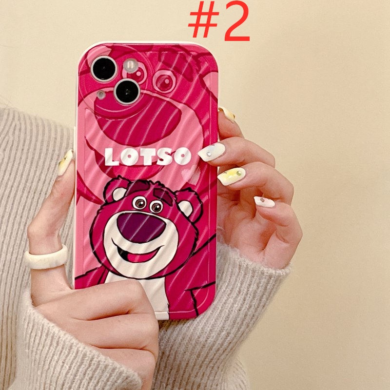 Lovely Strawberry Bear Girl Woman Soft Case HP iP iPhone 7 8 14 + Plus SE 2020 X XS XR Max 11 12 13 Pro Max FTD Wave Casing Apple