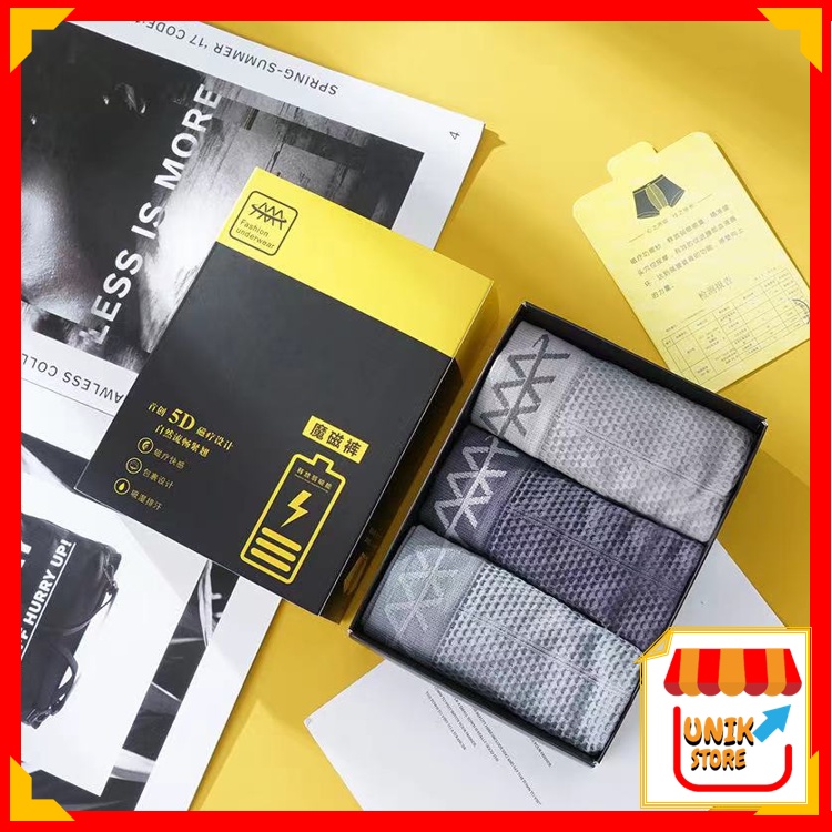 UNIK - C1068 Set CD Cowok 3 in 1 / Celana Dalam Boxer Laki-Laki / Sempak Pria / Pakaian CD Pria