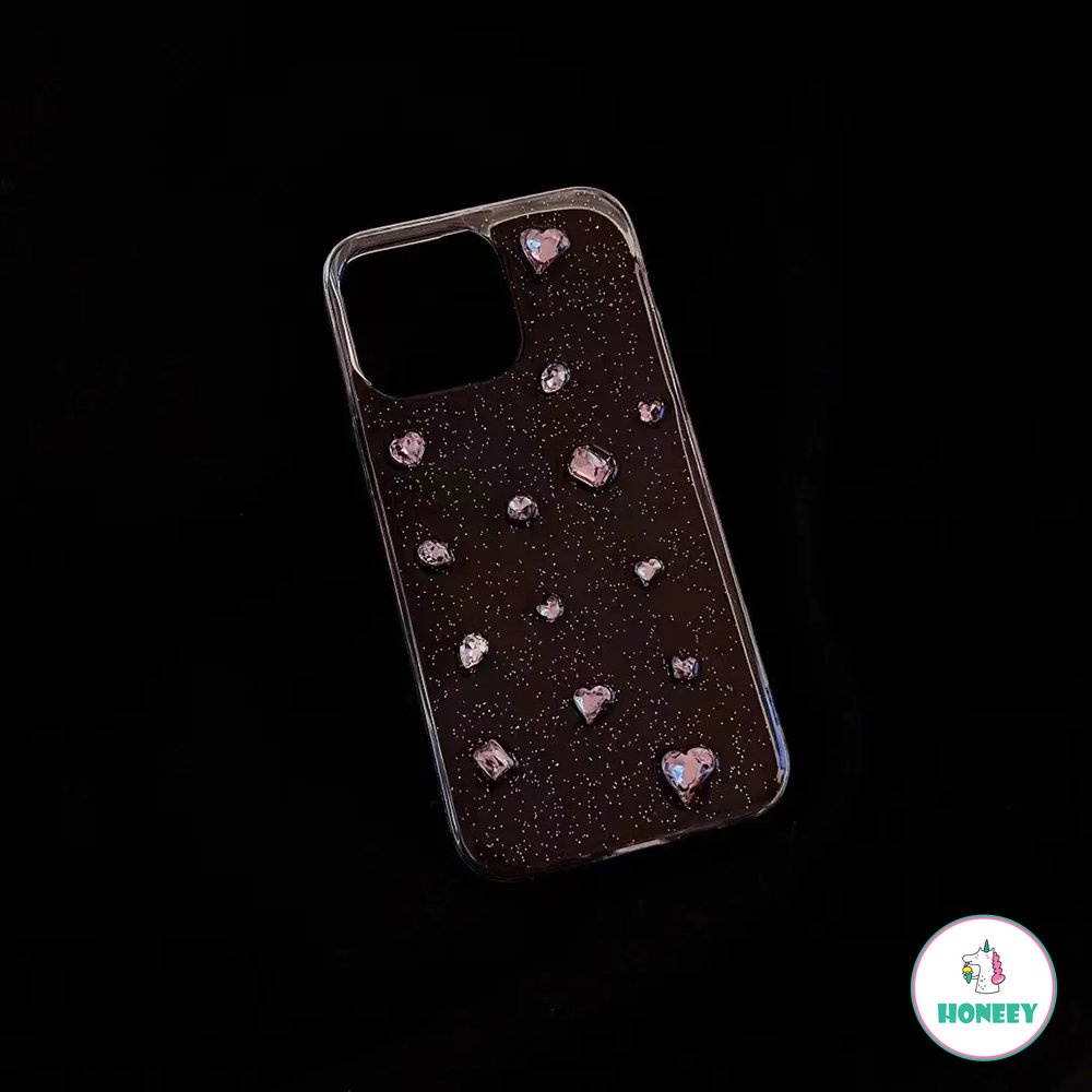 IPHONE 3d Mewah Berlian Imitasi Bersinar Bening Lembut Casing Ponsel Untuk Iphone12 14 13 11 Pro Max Bling Tahan Air Diamand Cover