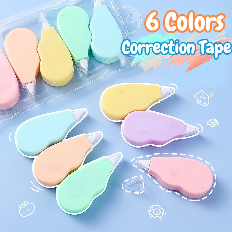 [Unggulan] 6 Pcs/Set Mini Morandi Tape Koreksi Warna Gadis Lucu Jantung Koreksi Band Siswa Kapasitas Besar Perubahan Tape Set Perlengkapan Alat Tulis Kantor Sekolah