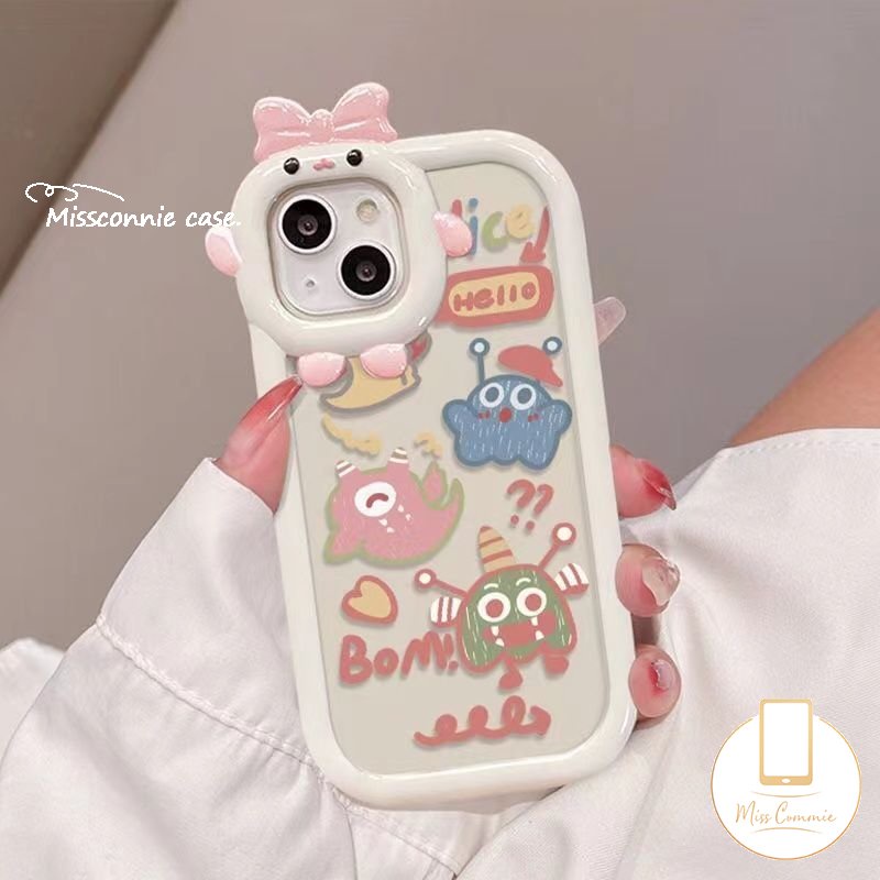 Realme C35 C12 C25 C31 C33 C25Y C11 C25s 9i 58pro 8 9 Pro+9 C15 C30 C21 C20 C21Y 7i 7 5s 5i 6i C17 C3 Cute Monster Kecil Dinosaurus Ikatan Simpul Little Monster Lens Couple Case